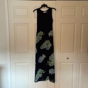 Calvin Klein navy floral maxi dress. Size XS